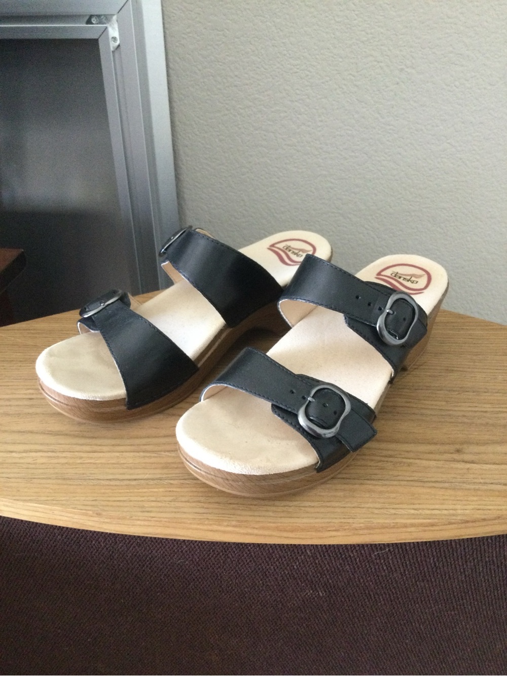 Dansko Black Double Buckle Slide Sandals
